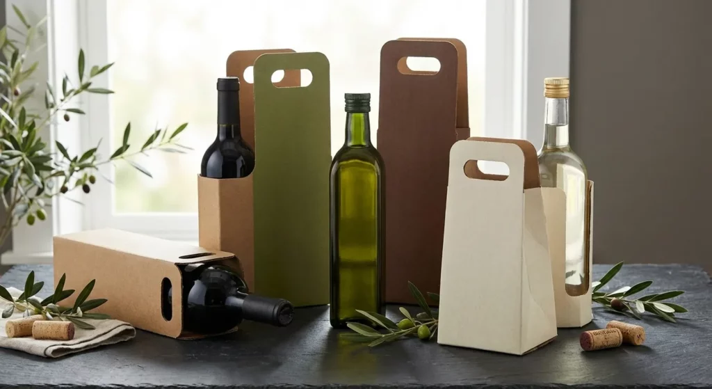 Étuis carton personnalisés pour bouteilles de vin, huile et conserves artisanales