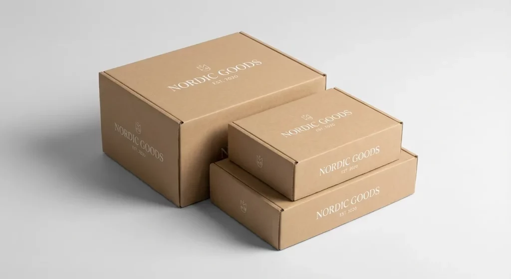 Collection élégante de boîtes d'expédition personnalisées en différentes tailles pour e-commerce premium