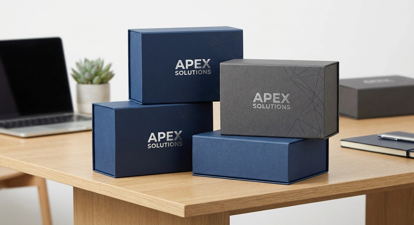 Coffret cadeau corporate personnalisé emballage entreprise petite quantité événements professionnels