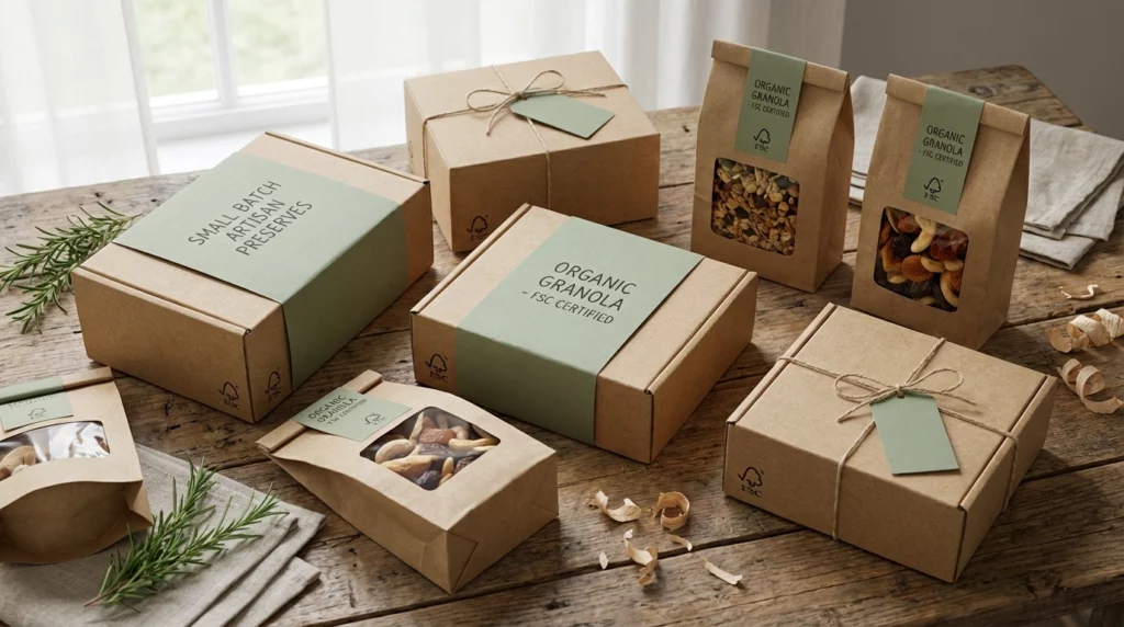 Boîte alimentaire carton kraft petite série pour artisans producteurs locaux
