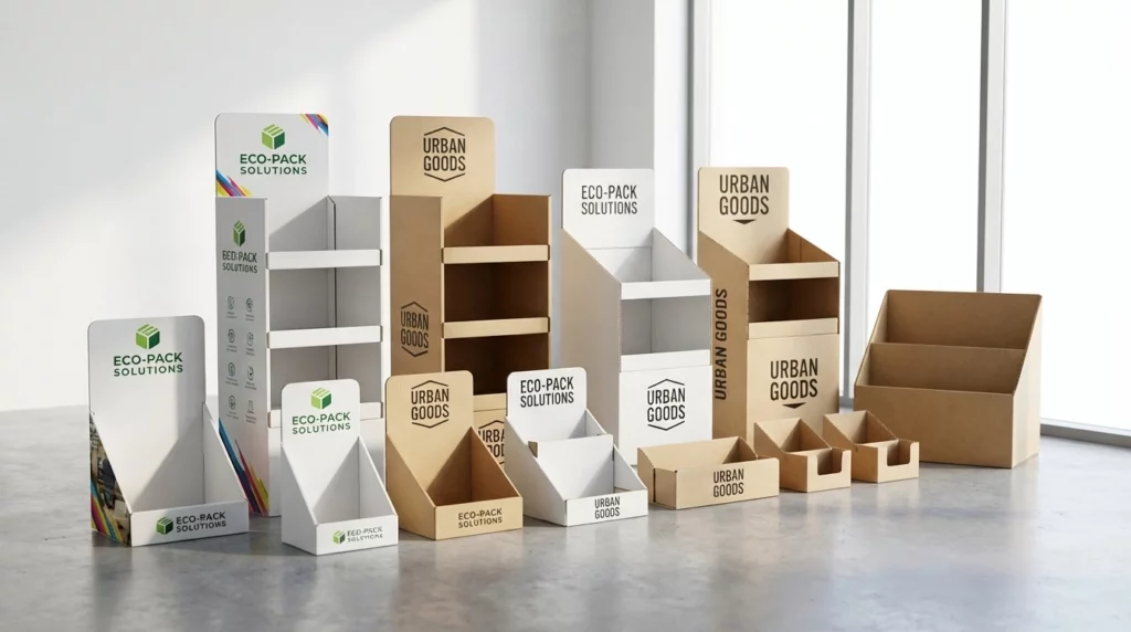 PLV de comptoir personnalisée en carton premium sur comptoir de vente