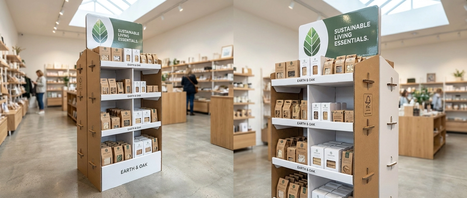 PLV de sol sur mesure carton premium présentoir étagères point de vente